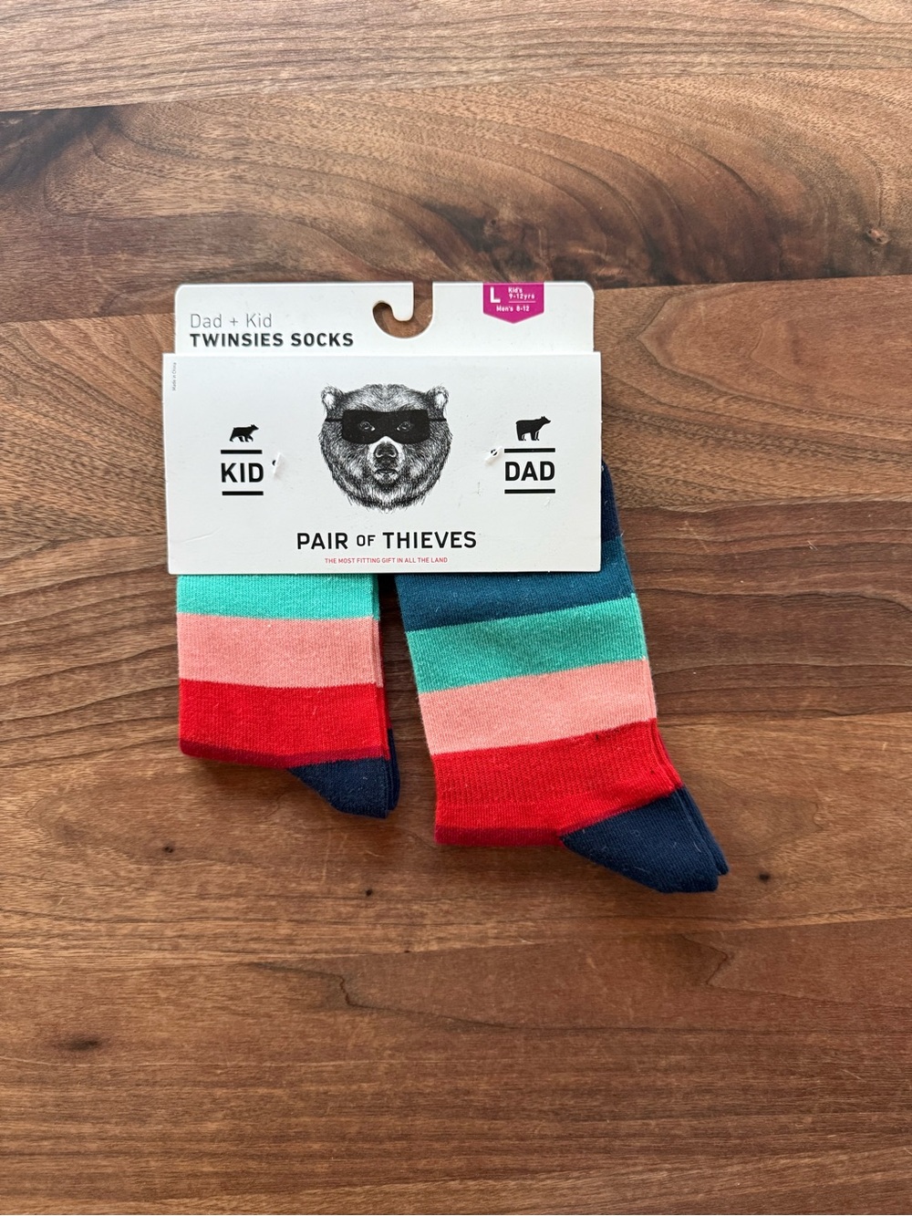Pair of Thieves Stripe Socks Twinsie Dad & Kid Crew Men & Large Kids - New